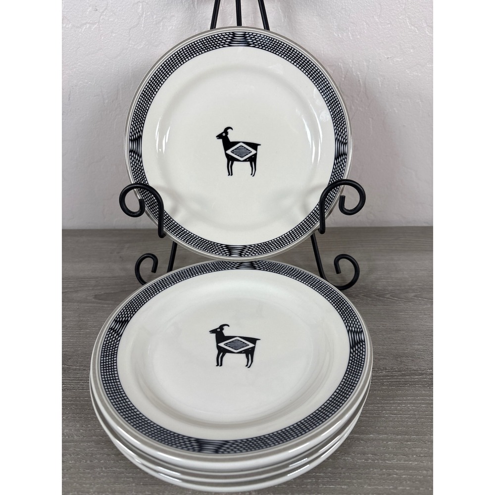 HF Coors Santa Fe Railway Mimbreno Indian Designs Salad Plates Set of 4 Bighorn